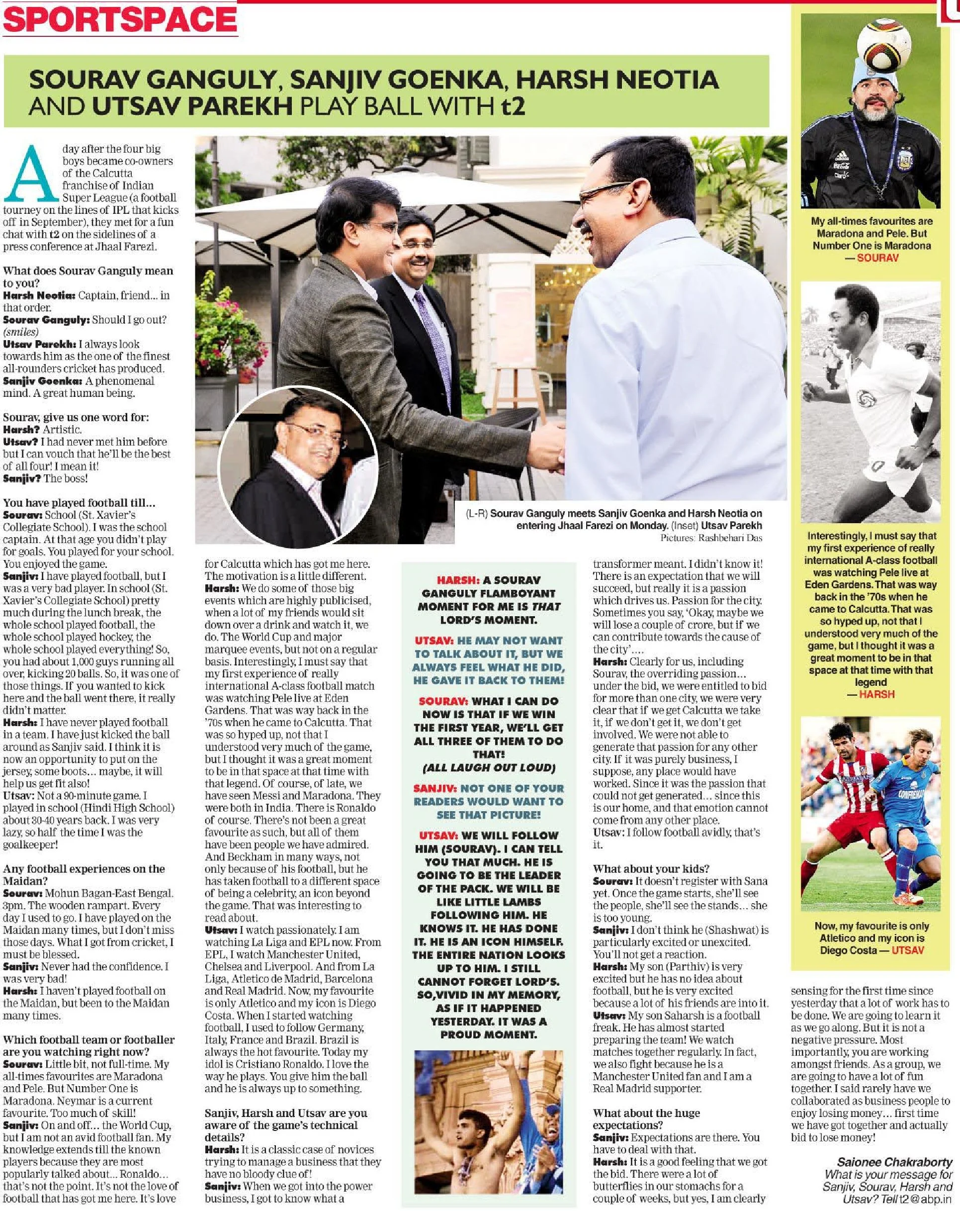 SouravGanguly, SanjivGoenka, Harsh Neotia and Utsav Parekh play ball with t2